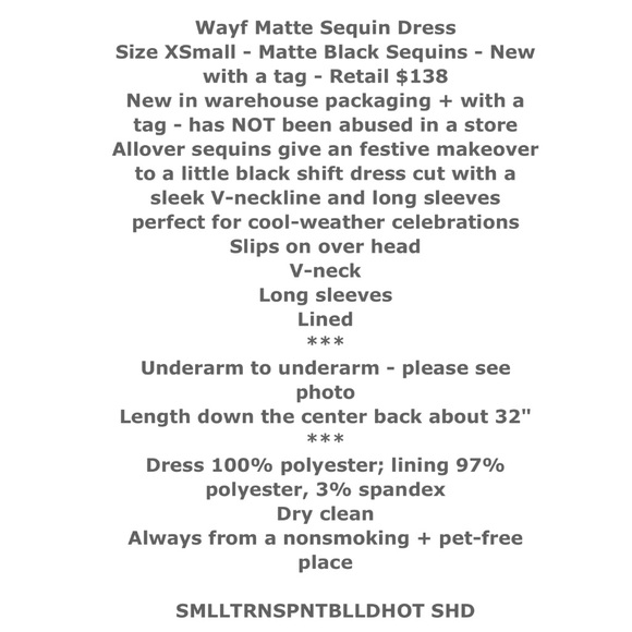 $148 Wayf Matte Black Sequin Dress XSMALL VNeck Minimalist Cocktail Subtle Bling - Picture 2 of 15